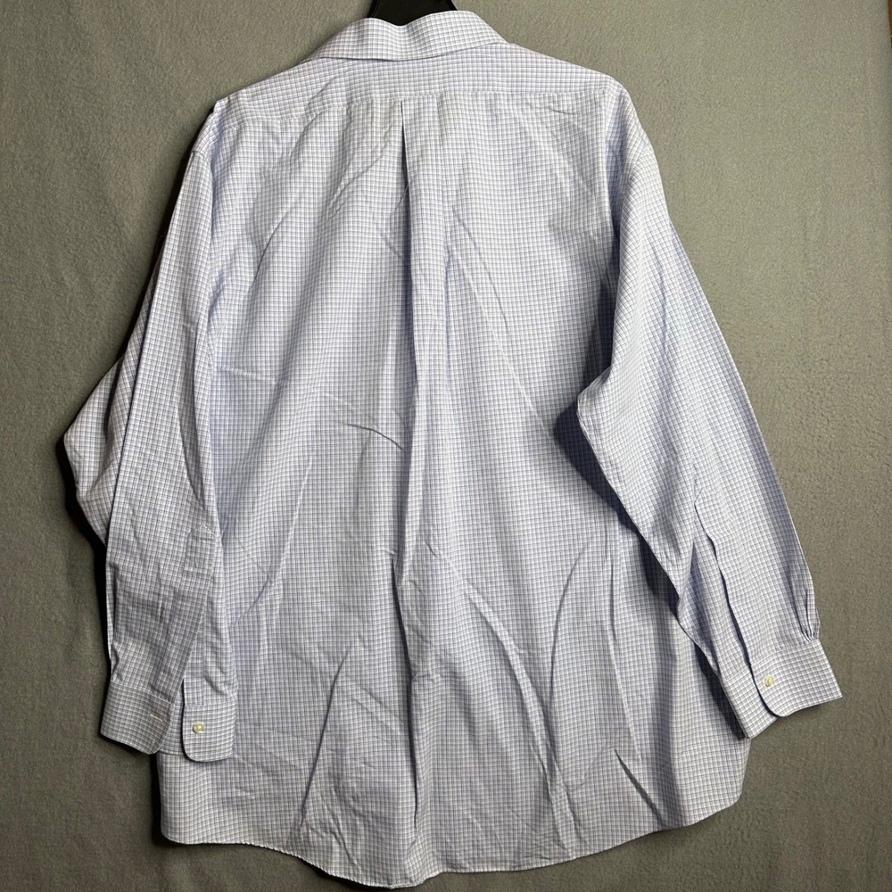 Brooks Brothers Madison Fit Gingham Dress Shirt Mens 17 1/2 34 Blue White Check - Picture 7 of 8